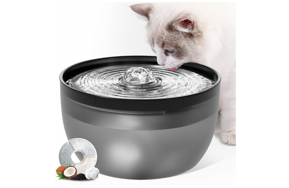 Casfuy W8 Quiet Stainless Steel Dog & Cat Water Fountain 2