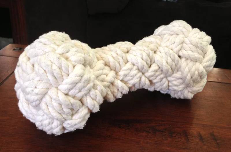 DIY woven rope bone dog toy