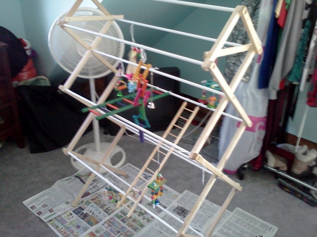 Laundry Rack Bird Gym by PetDIYs