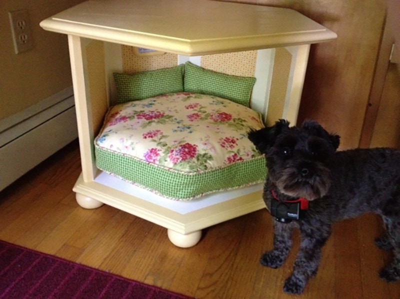 Repurposed End Table Bed by Laura Erickson