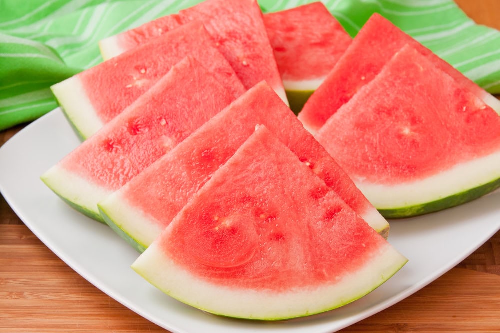 Seedless watermelon slices on a plate