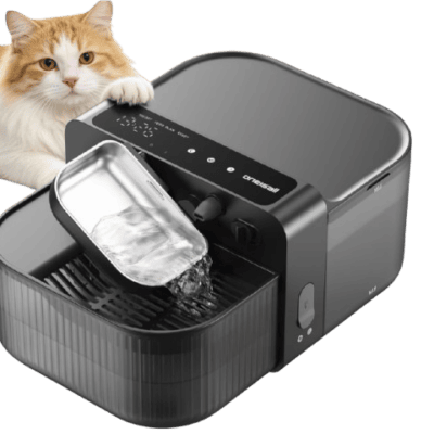 oneisall Wireless Filterless Stainless Steel Cat Water Fountain
