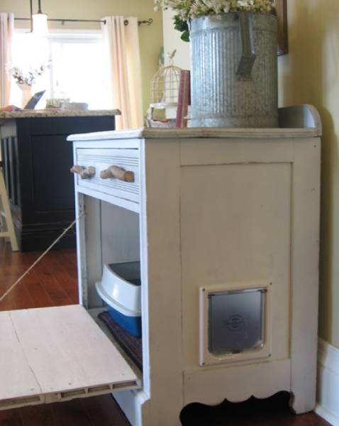 DIY Cat Door from Old Cabinet