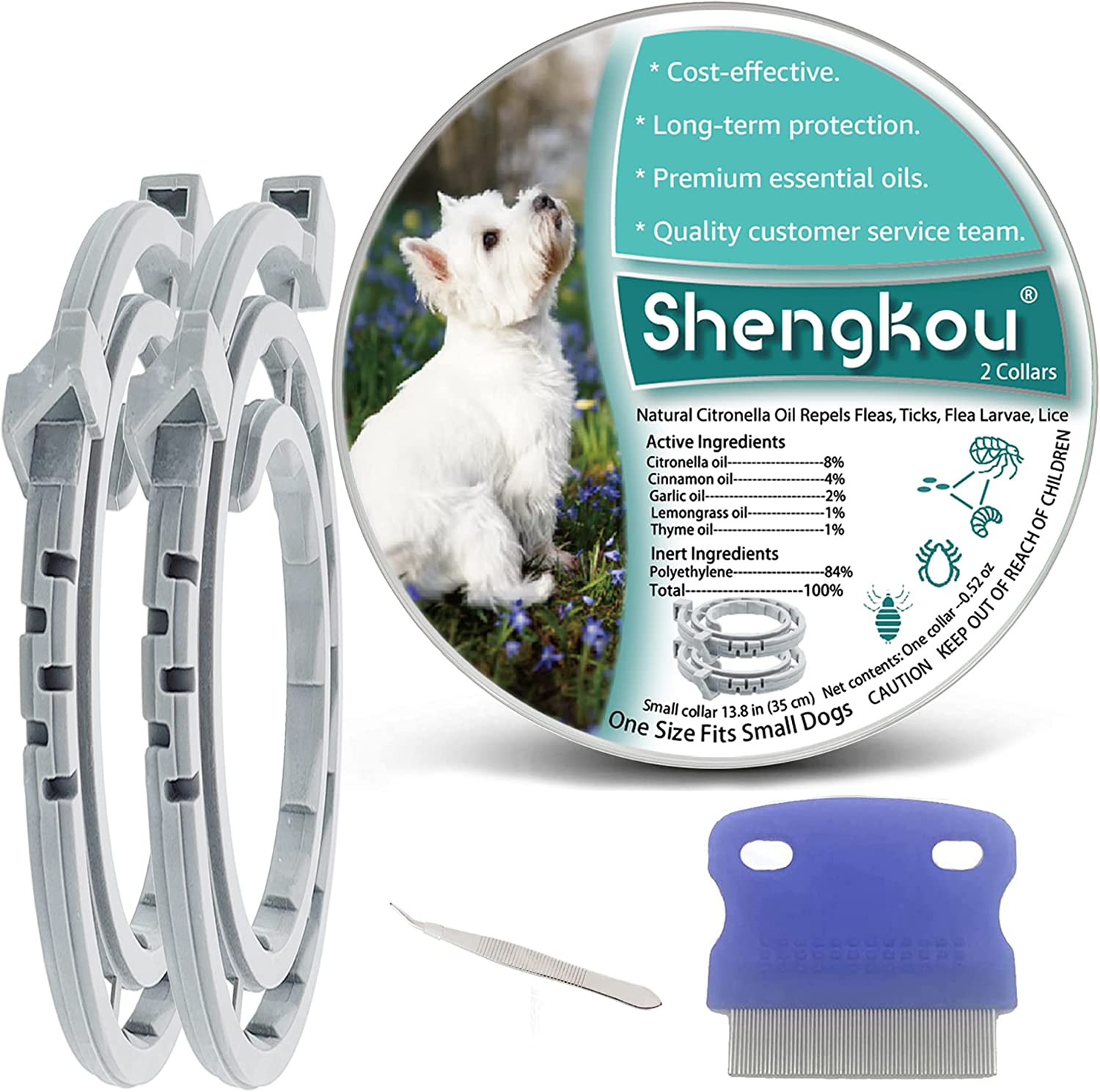 Shengkou Natural Flea and Tick Collar for Small Dogs