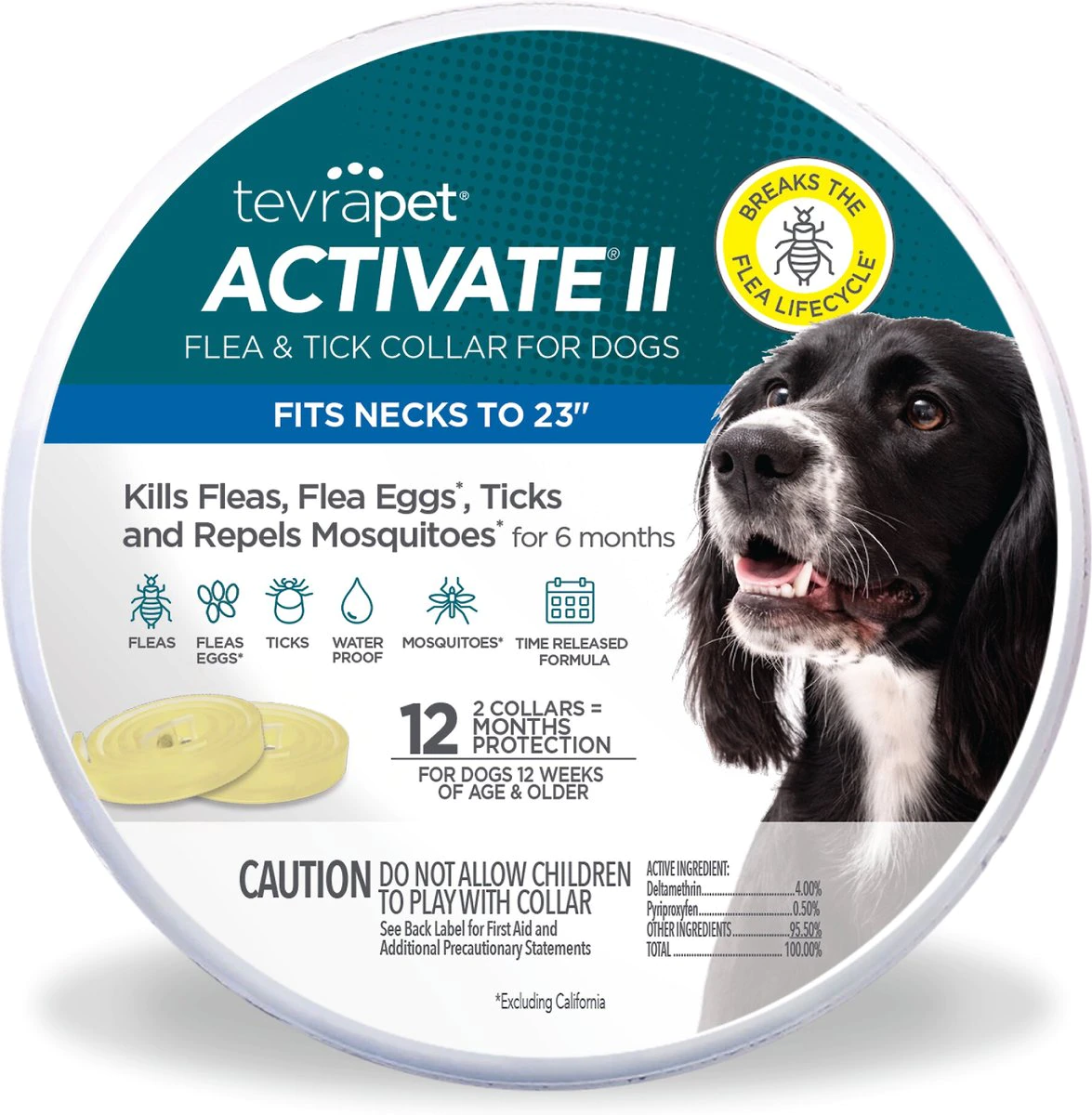 TevraPet Activate II Flea & Tick Collar for Dogs
