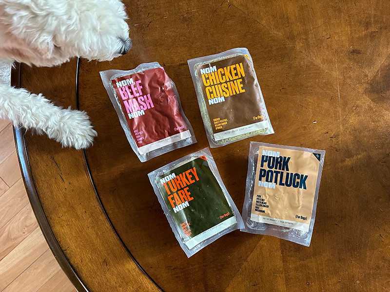 cavapoo dog with nom nom variety pack samples