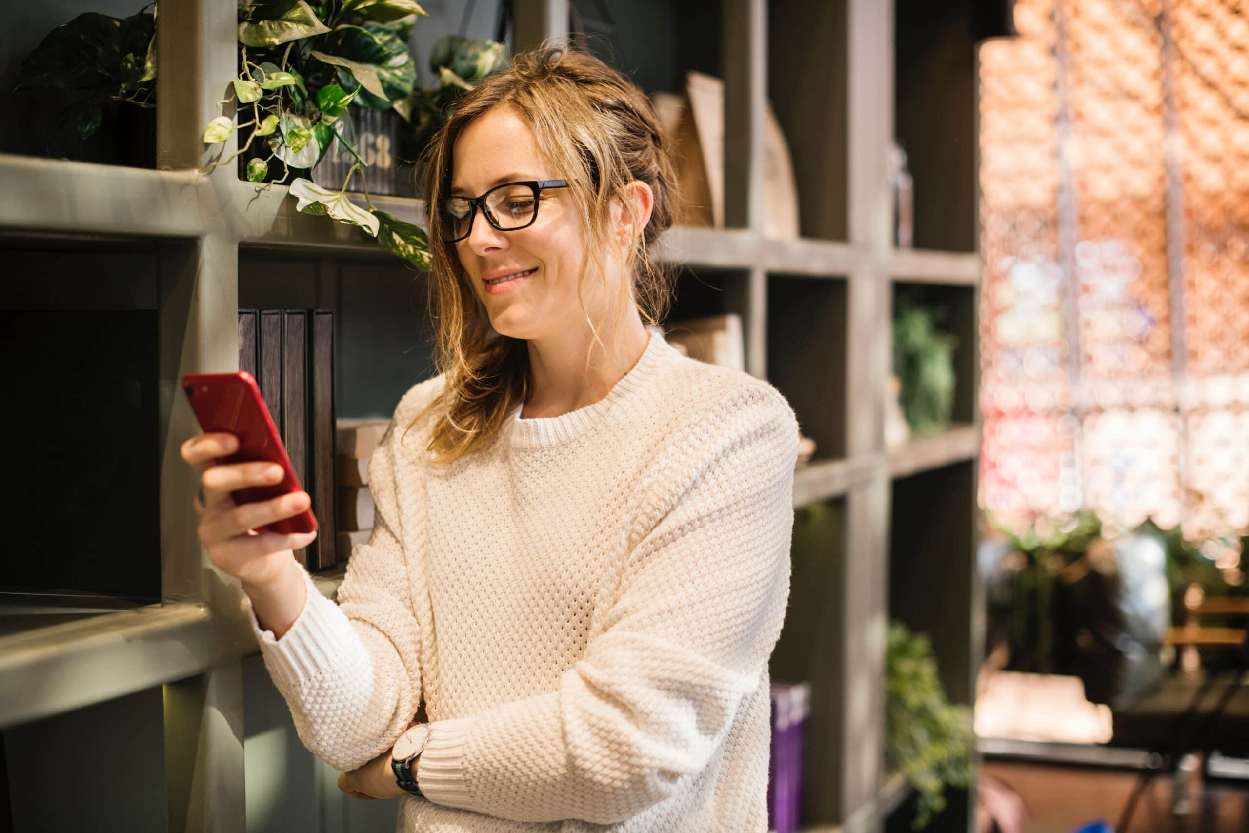 Woman looking at her phone