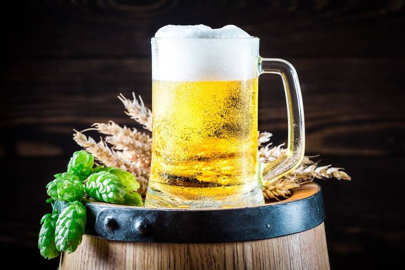 draft beer on top of a barrel
