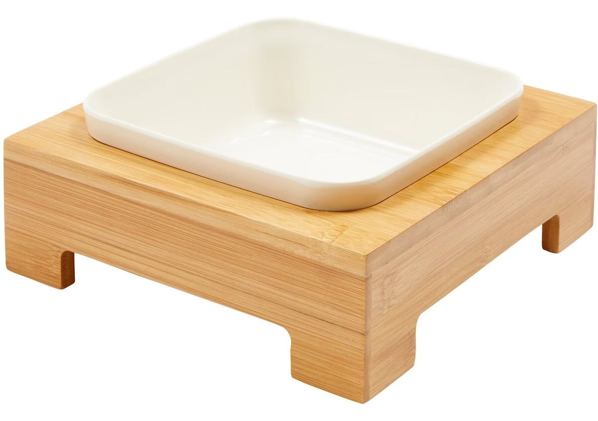 Frisco Square Melamine Dog Bowl with Bamboo Stand