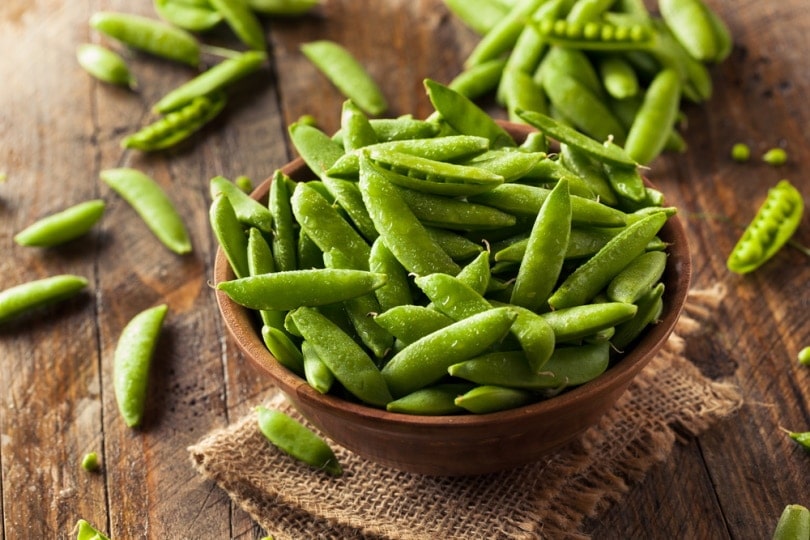 Sugar snap peas in a bowl