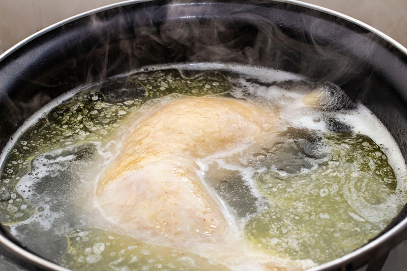 boiled chicken in a pot