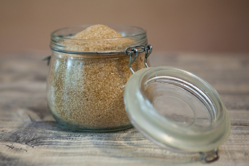 brown sugar in a glass jar