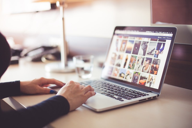 woman using laptop