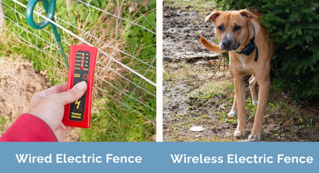Wired vs Wireless Electric fence side by side