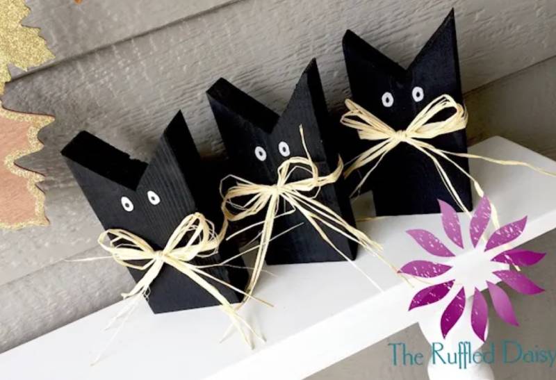 Scrap Wood Halloween Black Cat DIY