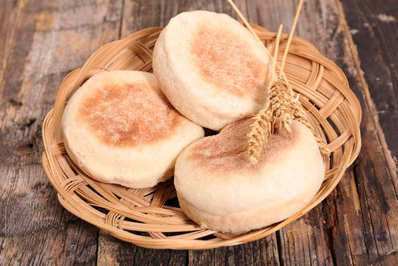 english muffins on a basket