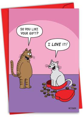 NobleWorks, Funny Card for Valentine's Day - Animal Love, Cute Valentines Card with Envelope
