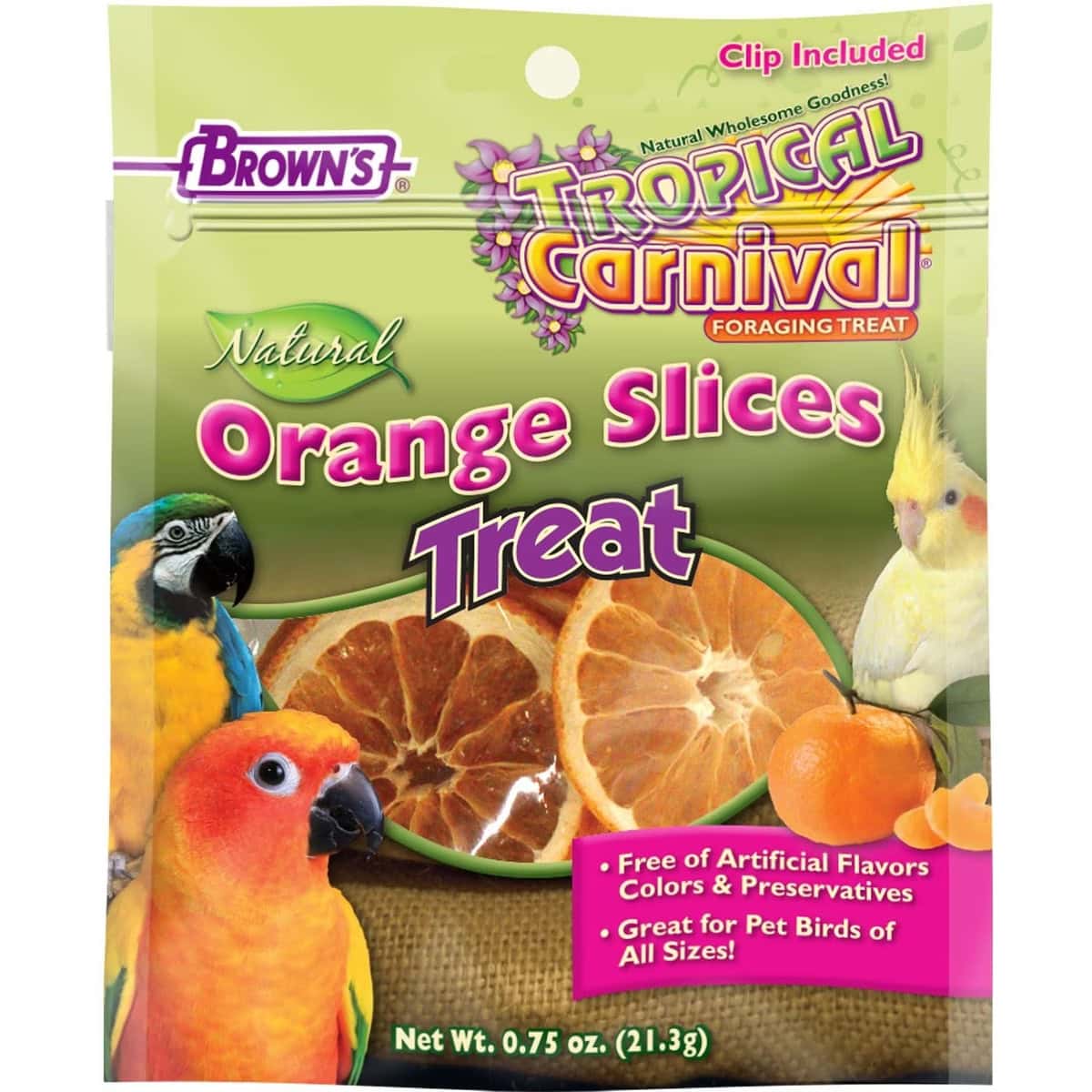 Brown's Tropical Carnival Natural Orange Slices Bird Treats