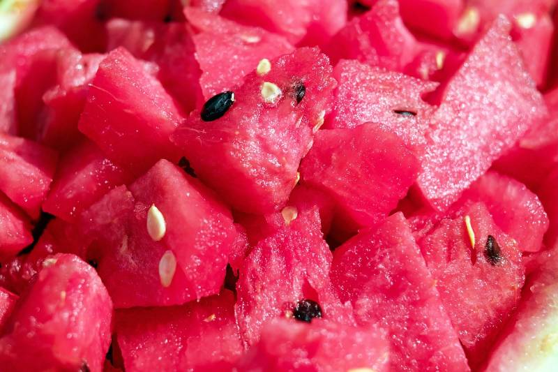chunks of watermelon with seeds