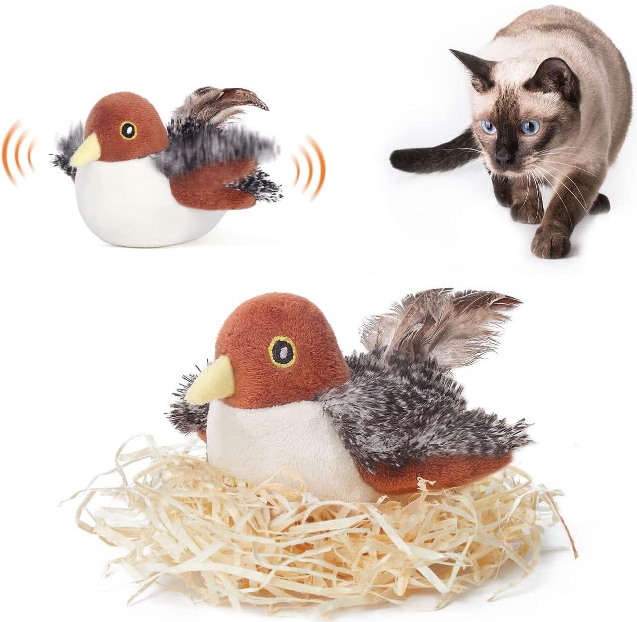Potaroma Cat Toys Rechargeable Flapping Bird Sparrow