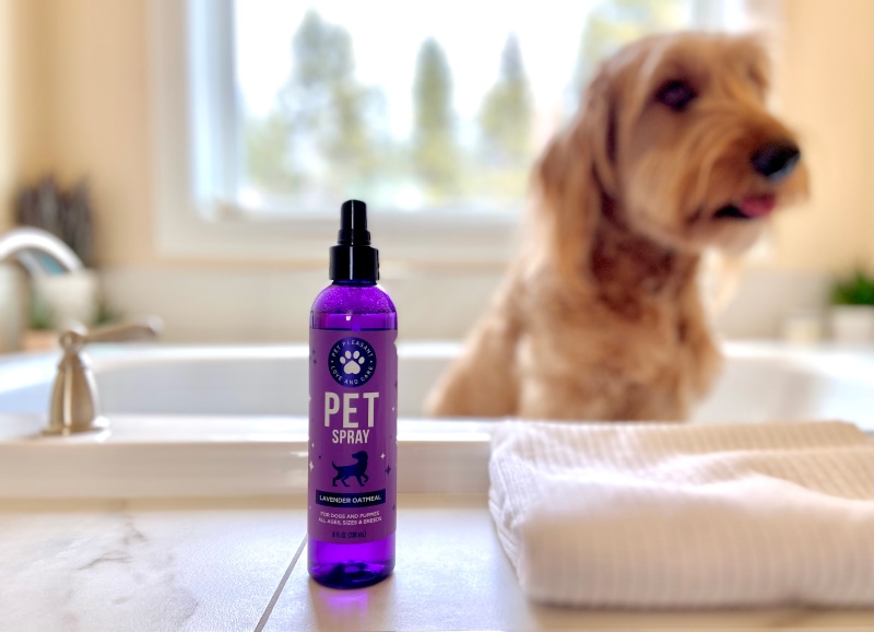 Pet Pleasant Pet Spray - micah in bathtub with the product