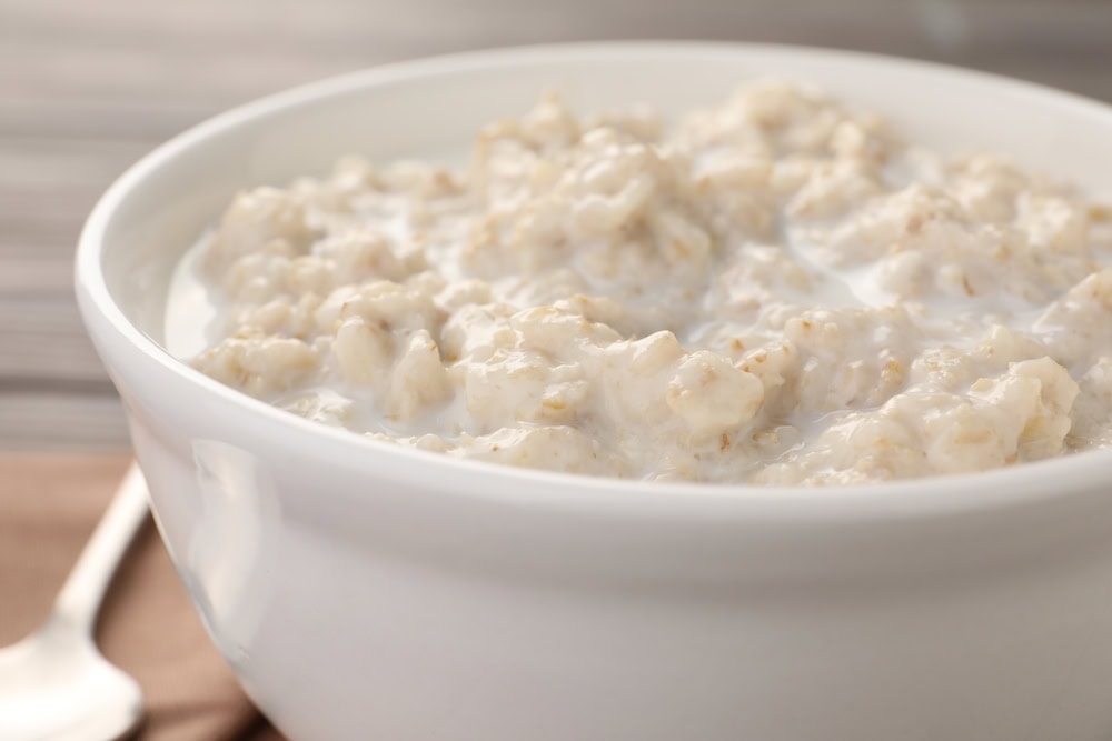 Oatmeal on a white bowl