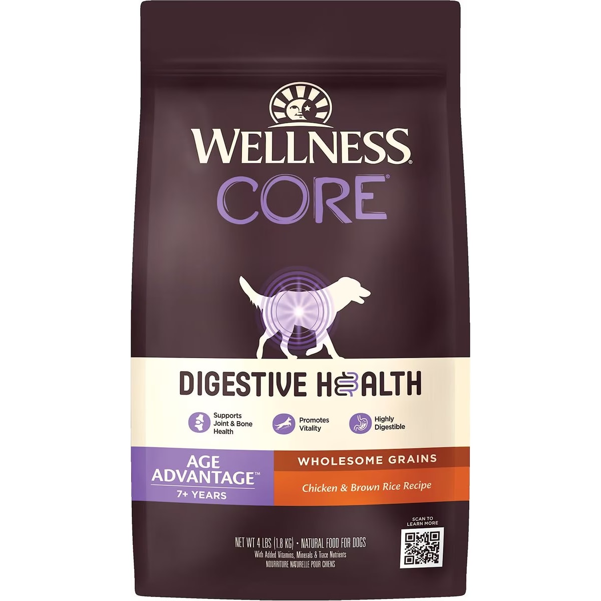 Wellness CORE Digestive Health 7+ Adult Senior Chicken & Brown Rice Dry Dog Food