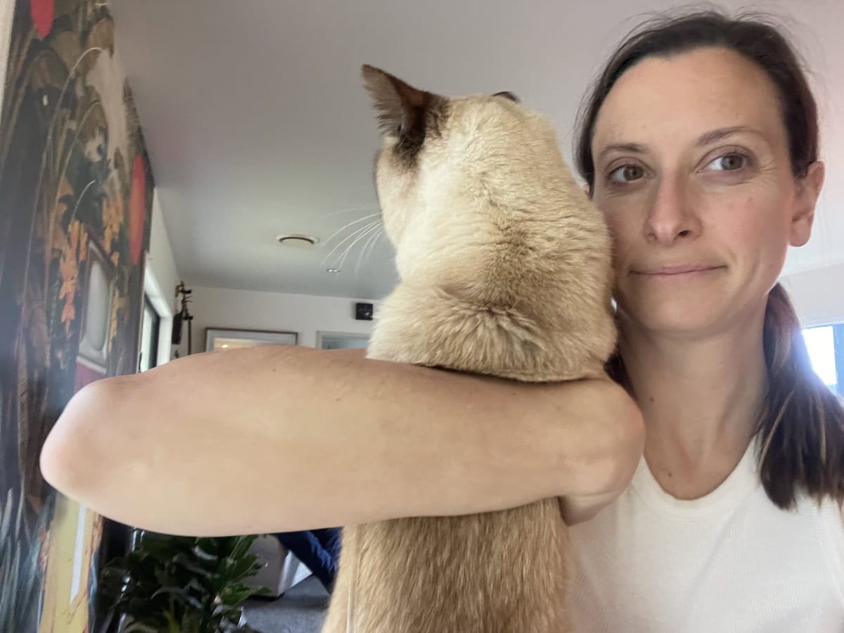 It's not always easy, he sometimes gets over it and tries to climb up me to get away, poor boy.