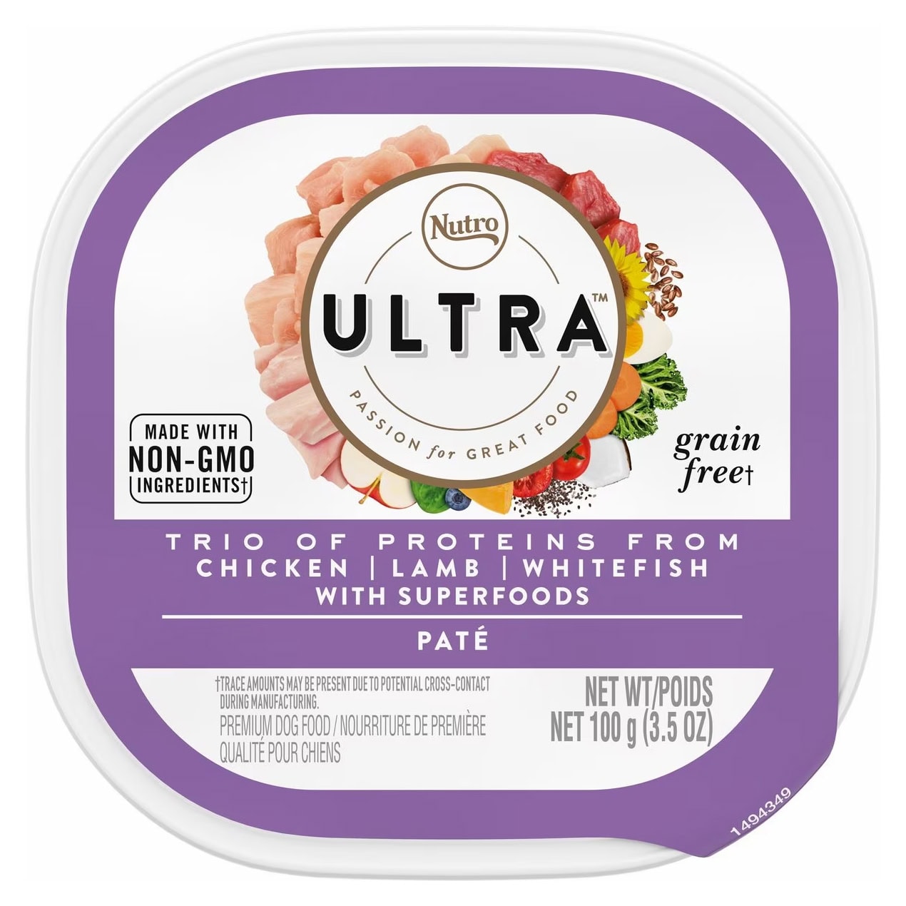 Nutro Ultra Grain-Free Trio Protein Chicken, Lamb & Whitefish Pate With Superfoods Adult Wet Dog Food Trays