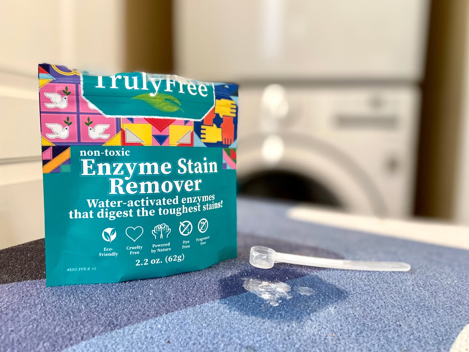 Truly Free Enzymes being used on Micah's towel