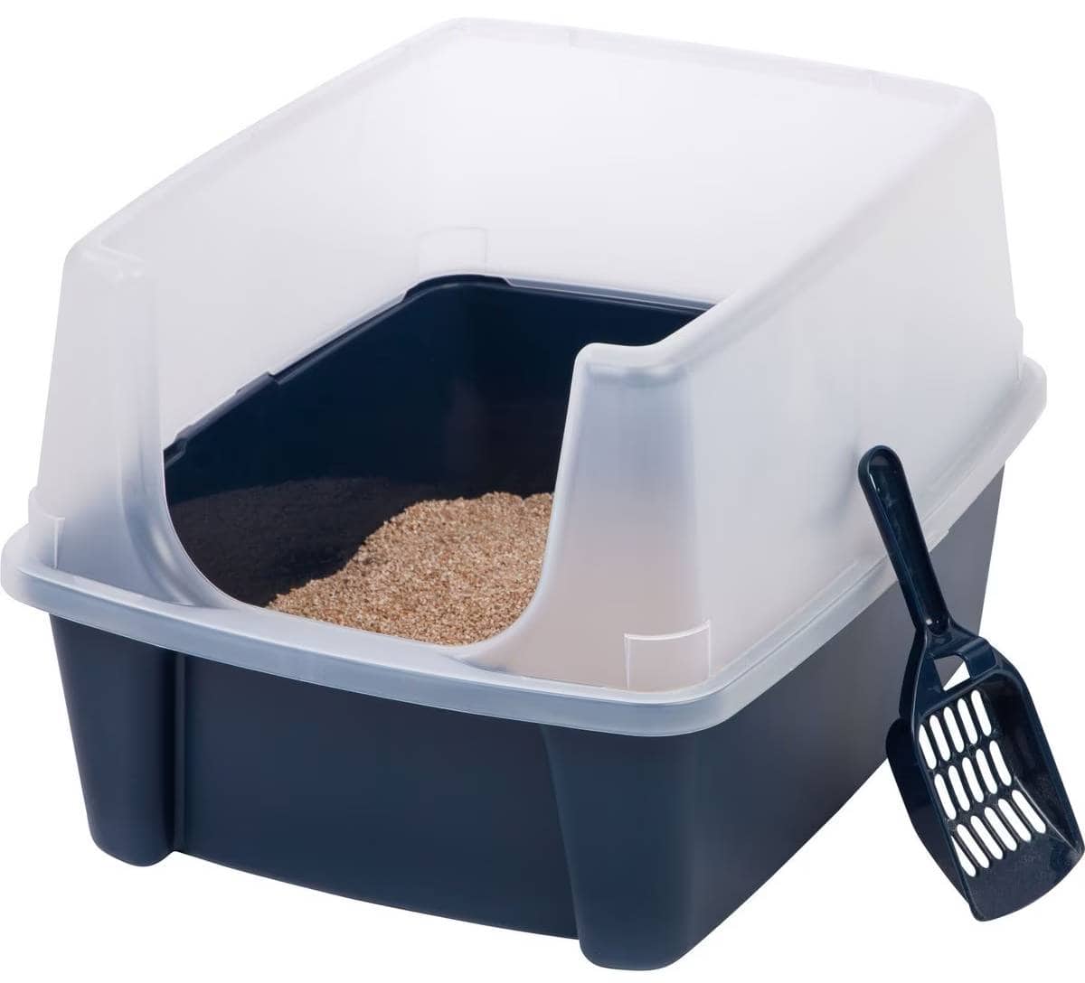 IRIS USA Open Top Litter Box with Scatter Shield & Scoop