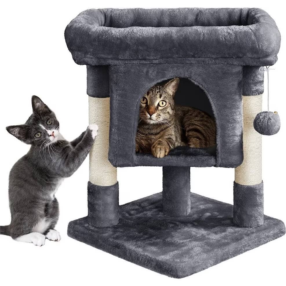 Yaheetech 2-Level 23.5-in Plush Cat Tree & Condo