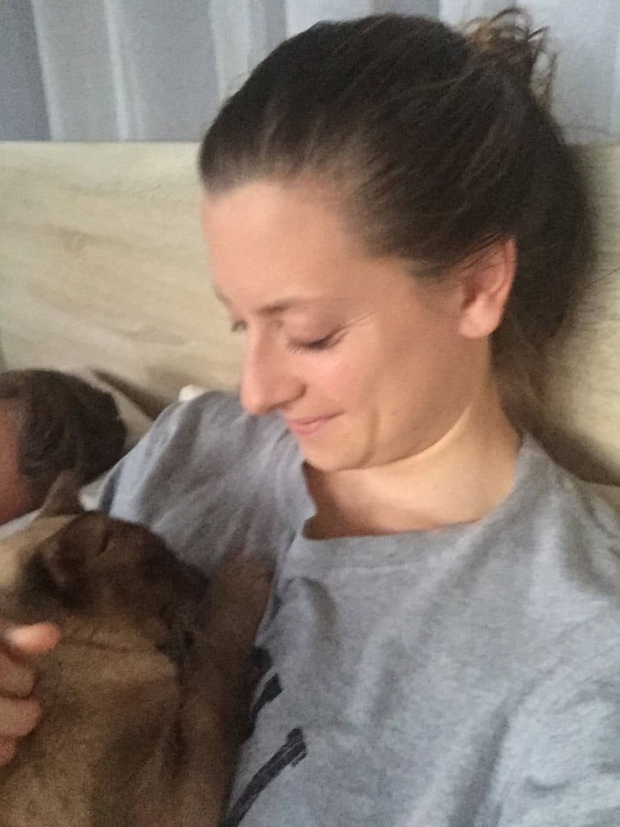 Baby Cat sleeping on Nicole