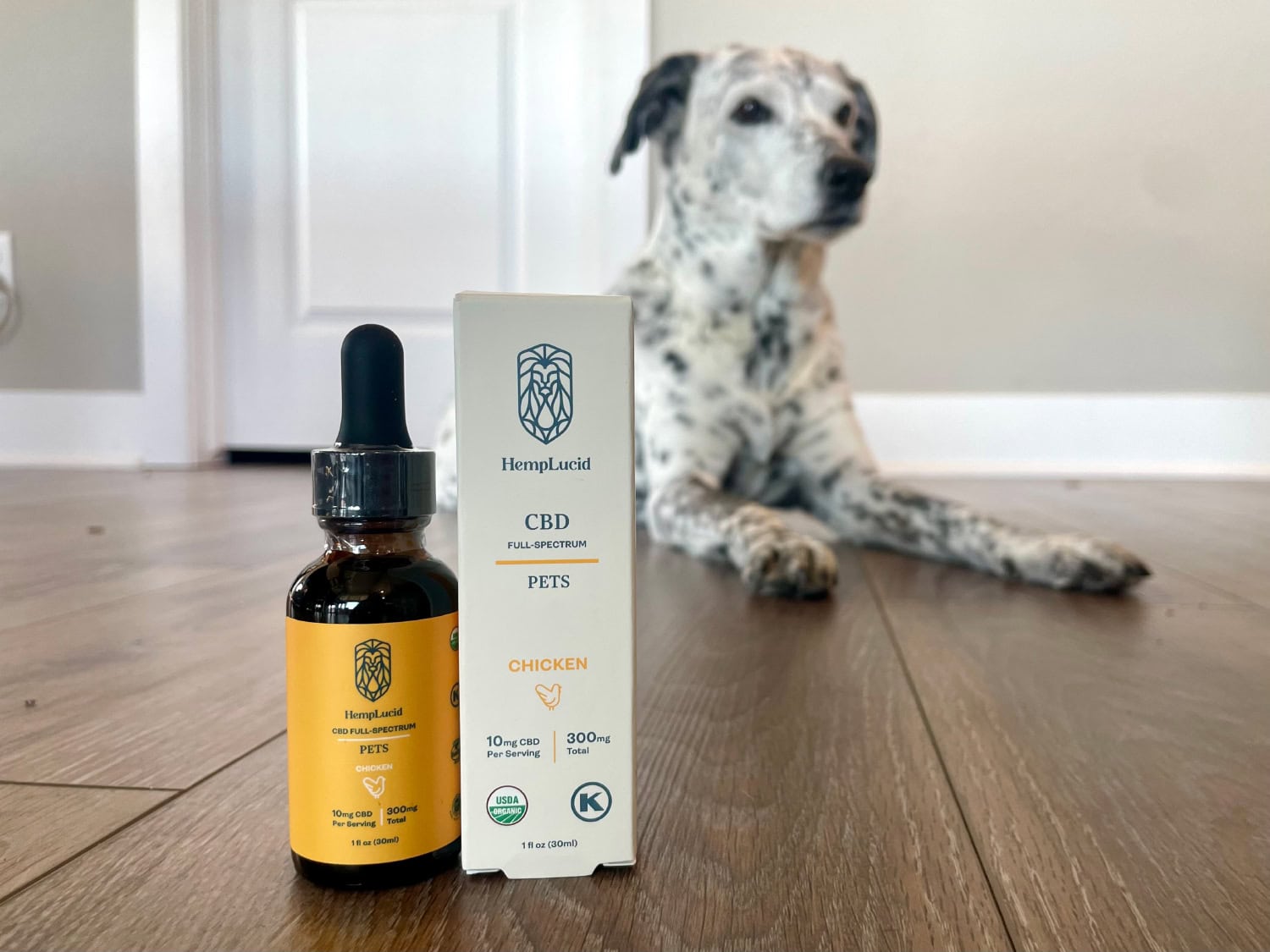 HempLucid Organic Full-Spectrum CBD - bottle and box on the floor