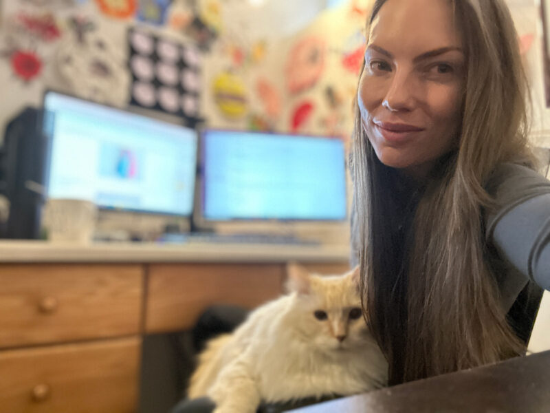 Blue on Amanda's lap